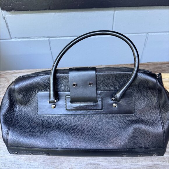 Christian Dior Black Pebbled Leather Bowling Bag Satchel Italy (1 Missing Stud) - Picture 5 of 12